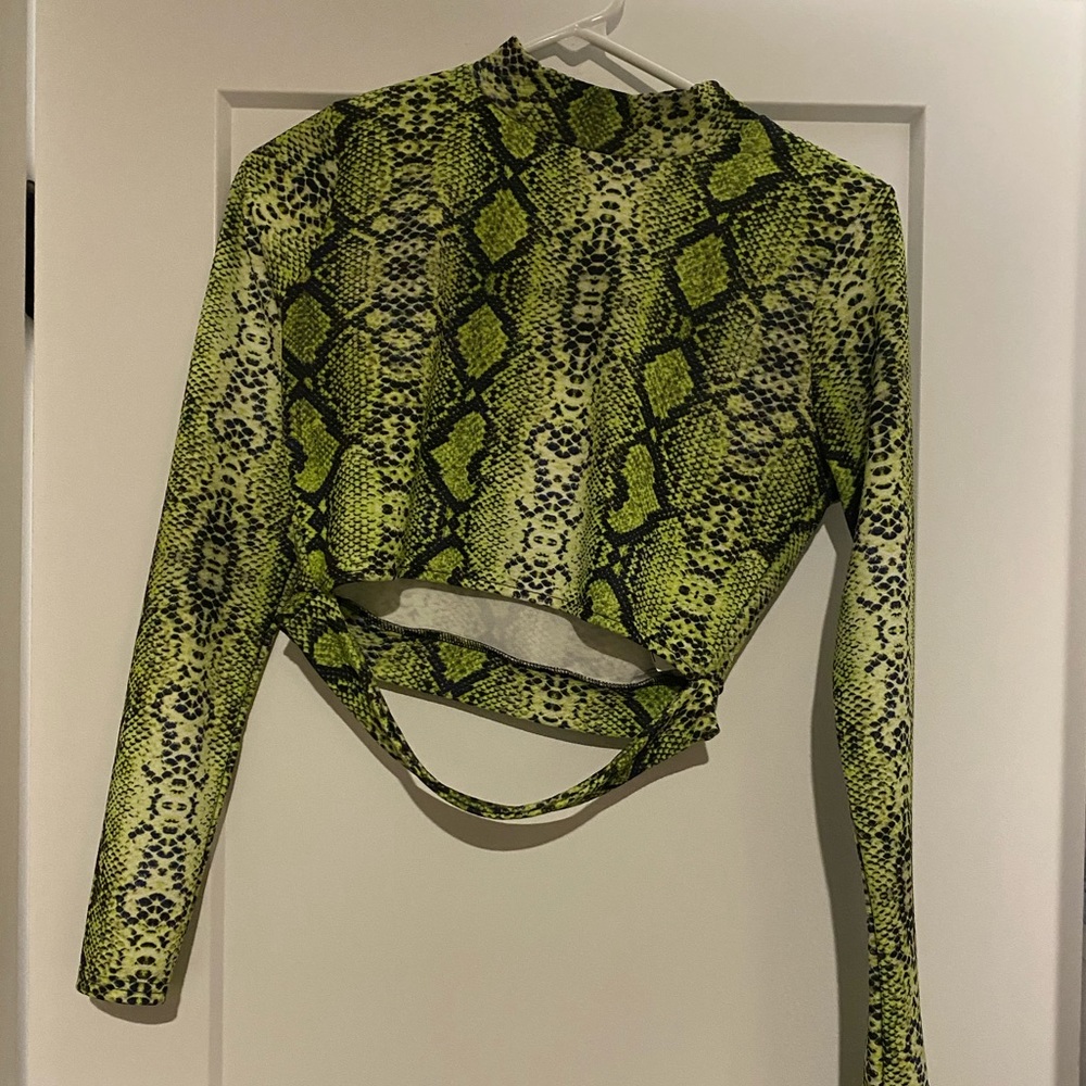Like green snake skin crop top